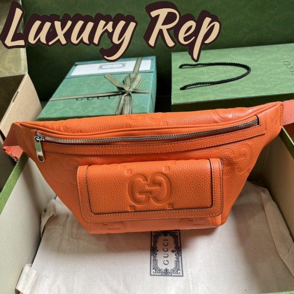 Replica Gucci Unisex GG Jumbo GG Belt Bag Orange Leather Zip Closure 3