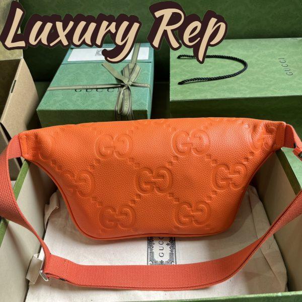Replica Gucci Unisex GG Jumbo GG Belt Bag Orange Leather Zip Closure 4