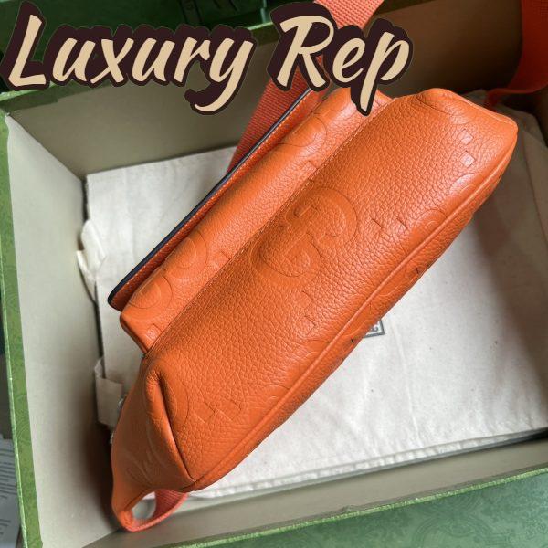 Replica Gucci Unisex GG Jumbo GG Belt Bag Orange Leather Zip Closure 5