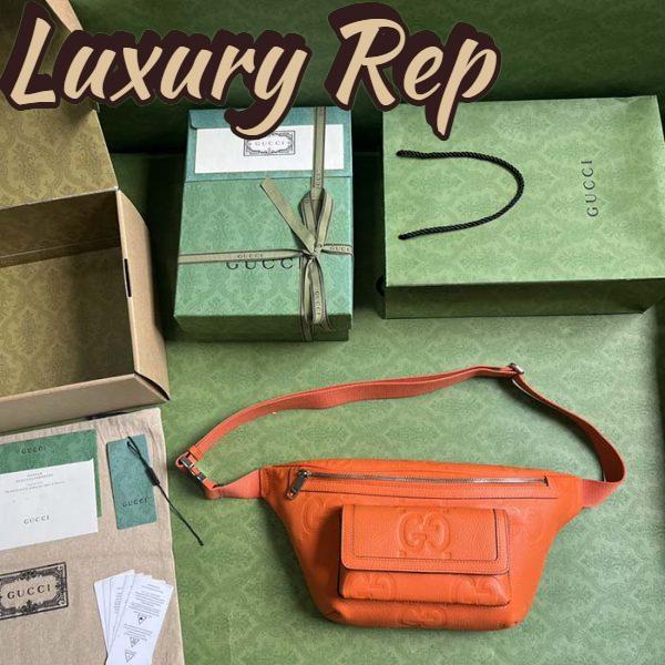 Replica Gucci Unisex GG Jumbo GG Belt Bag Orange Leather Zip Closure 9