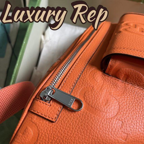 Replica Gucci Unisex GG Jumbo GG Belt Bag Orange Leather Zip Closure 10
