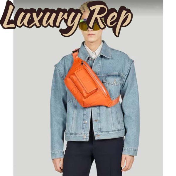 Replica Gucci Unisex GG Jumbo GG Belt Bag Orange Leather Zip Closure 12