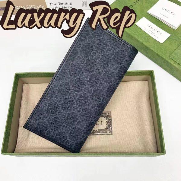 Replica Gucci Unisex GG Long Wallet Interlocking G Black GG Supreme Canvas 3