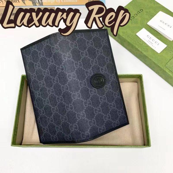 Replica Gucci Unisex GG Long Wallet Interlocking G Black GG Supreme Canvas 4