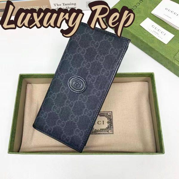 Replica Gucci Unisex GG Long Wallet Interlocking G Black GG Supreme Canvas 5