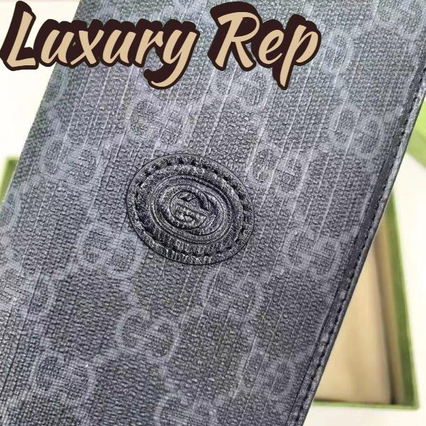 Replica Gucci Unisex GG Long Wallet Interlocking G Black GG Supreme Canvas 7