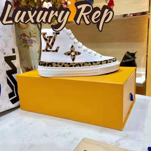 Replica Louis Vuitton LV Unisex Stellar Sneaker Boot in Soft White Calfskin Leather with Giant LV Monogram Flowers 3