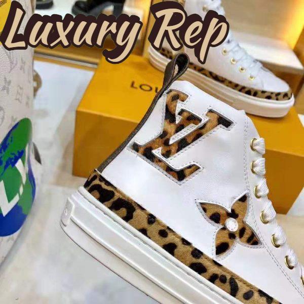 Replica Louis Vuitton LV Unisex Stellar Sneaker Boot in Soft White Calfskin Leather with Giant LV Monogram Flowers 10