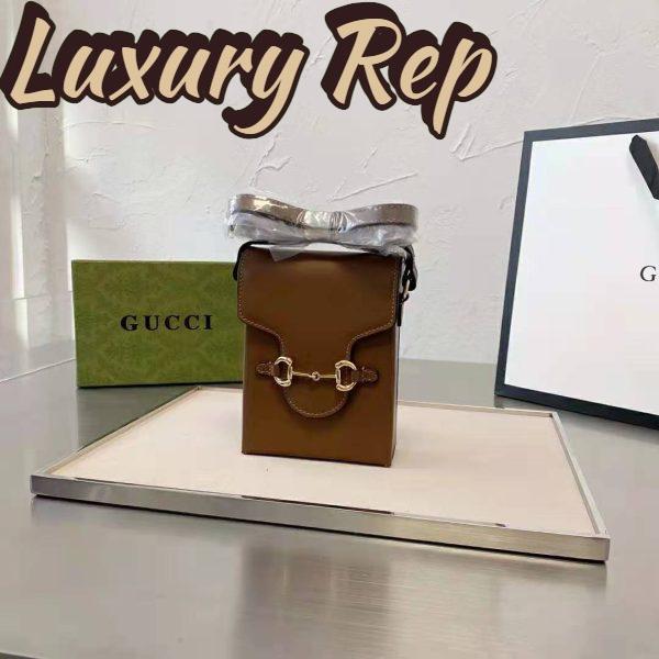 Replica Gucci Unisex Gucci Horsebit 1955 Mini Bag Brown Leather 3