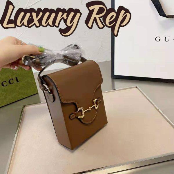 Replica Gucci Unisex Gucci Horsebit 1955 Mini Bag Brown Leather 4