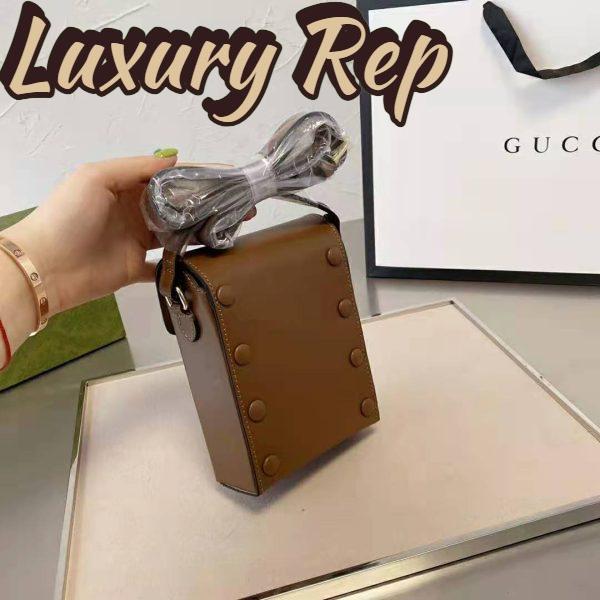 Replica Gucci Unisex Gucci Horsebit 1955 Mini Bag Brown Leather 6