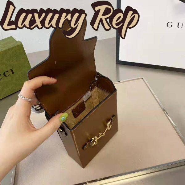 Replica Gucci Unisex Gucci Horsebit 1955 Mini Bag Brown Leather 7