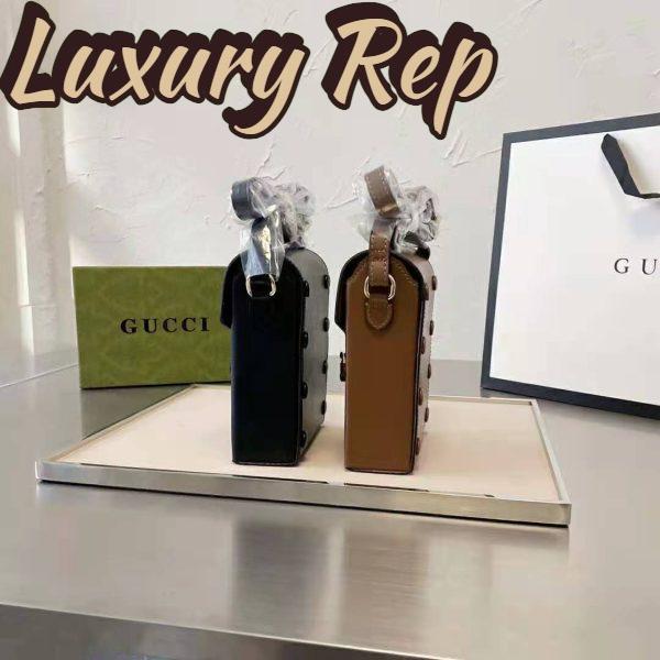 Replica Gucci Unisex Gucci Horsebit 1955 Mini Bag Brown Leather 9