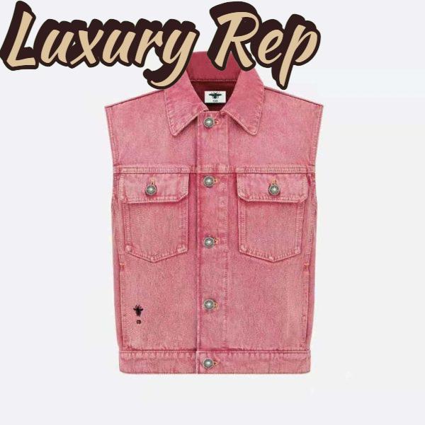 Replica Dior Women Sleeveless Jacket Pink Cotton Denim