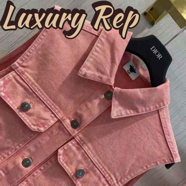 Replica Dior Women Sleeveless Jacket Pink Cotton Denim 5