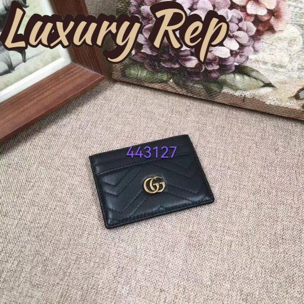 Replica Gucci Unisex GG Marmont Card Case Black Matelassé Chevron Leather Double G 3