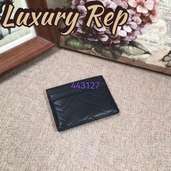 Replica Gucci Unisex GG Marmont Card Case Black Matelassé Chevron Leather Double G 4
