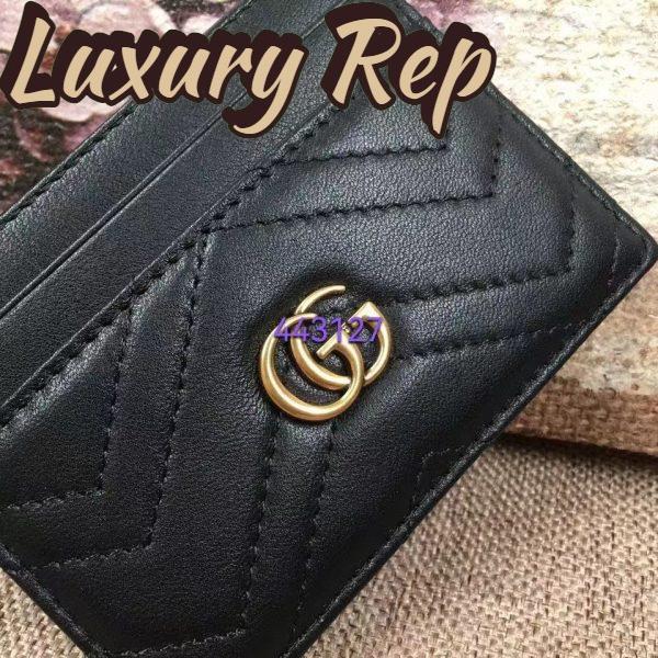 Replica Gucci Unisex GG Marmont Card Case Black Matelassé Chevron Leather Double G 5