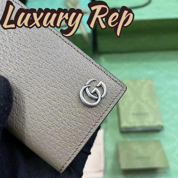 Replica Gucci Unisex GG Marmont Card Case Wallet Double G Taupe Leather 7