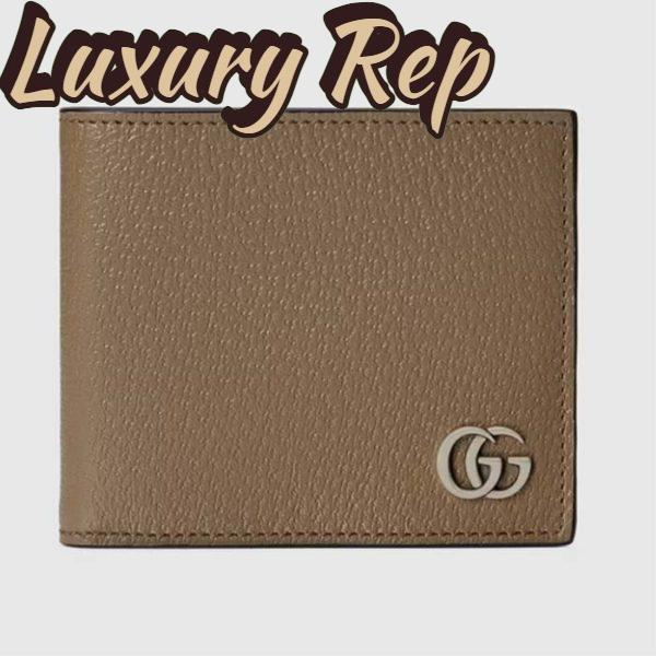Replica Gucci Unisex GG Marmont Card Case Wallet Taupe Leather Double G