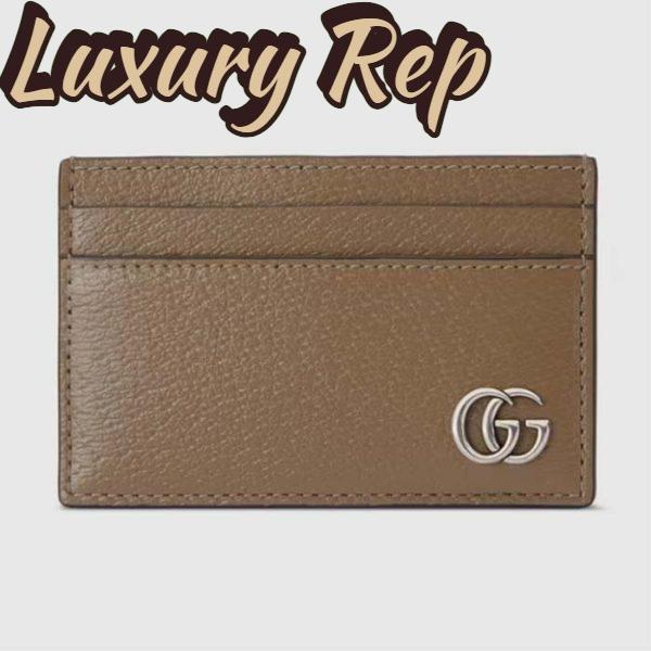 Replica Gucci Unisex GG Marmont Card Case Wallet Taupe Leather Double G Marmont 2