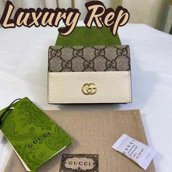 Replica Gucci Unisex GG Marmont Card Case Wallet White Double G Beige Ebony Supreme Canvas 3