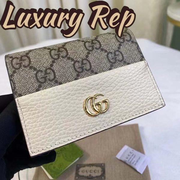Replica Gucci Unisex GG Marmont Card Case Wallet White Double G Beige Ebony Supreme Canvas 4