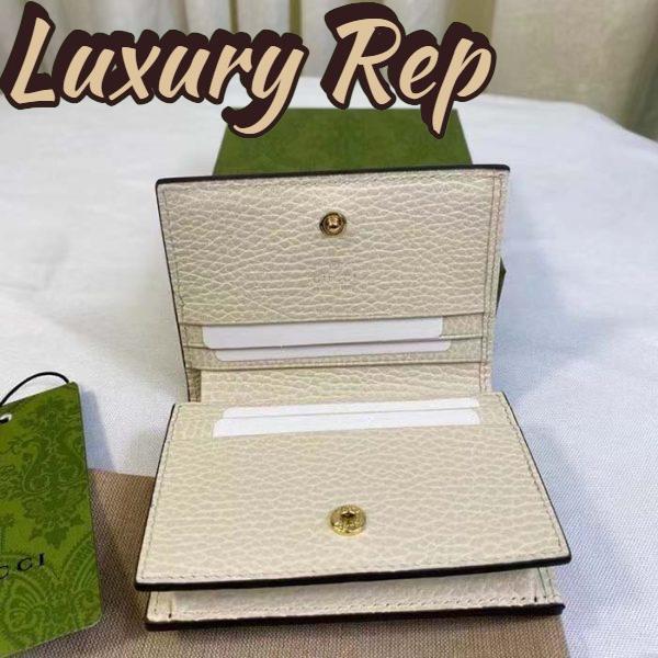 Replica Gucci Unisex GG Marmont Card Case Wallet White Double G Beige Ebony Supreme Canvas 5