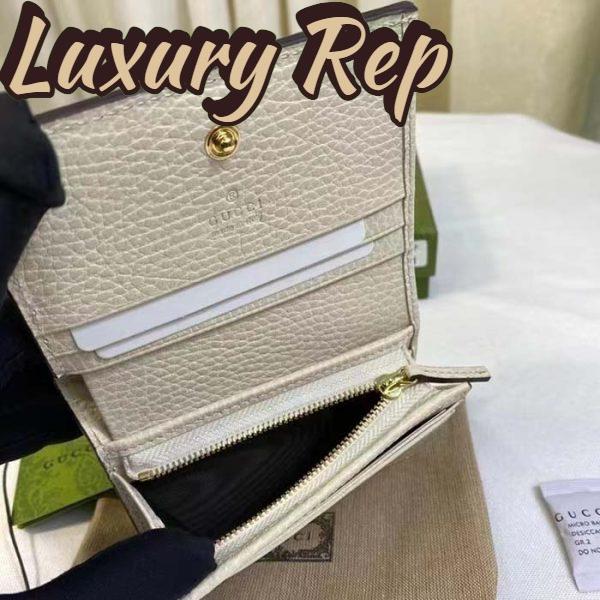 Replica Gucci Unisex GG Marmont Card Case Wallet White Double G Beige Ebony Supreme Canvas 6