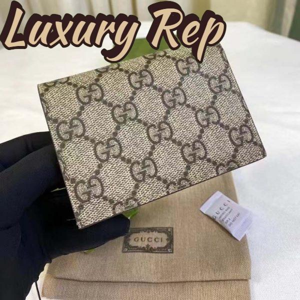 Replica Gucci Unisex GG Marmont Card Case Wallet White Double G Beige Ebony Supreme Canvas 7