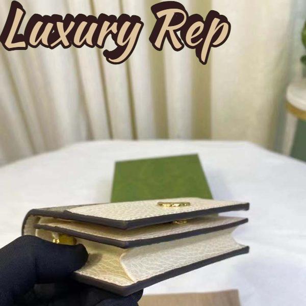 Replica Gucci Unisex GG Marmont Card Case Wallet White Double G Beige Ebony Supreme Canvas 8