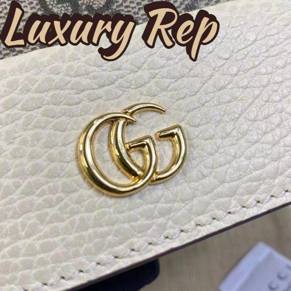 Replica Gucci Unisex GG Marmont Card Case Wallet White Double G Beige Ebony Supreme Canvas 10