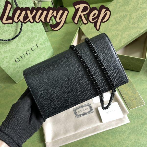 Replica Gucci Unisex GG Marmont Chain Wallet Black Leather Double G 4