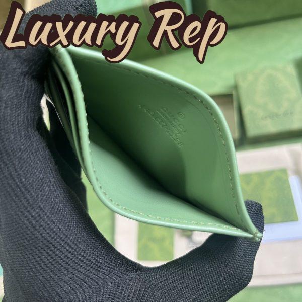 Replica Gucci Unisex GG Marmont Matelassé Card Case Sage Green Chevron Leather 8