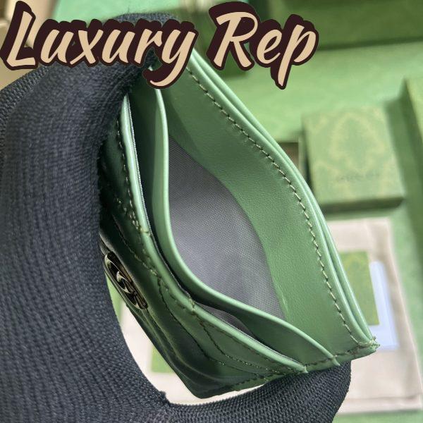 Replica Gucci Unisex GG Marmont Matelassé Card Case Sage Green Chevron Leather 9