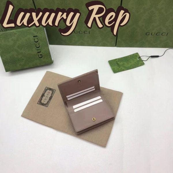 Replica Gucci Unisex GG Marmont Matelassé Card Case Wallet Rose Beige Chevron Leather 5