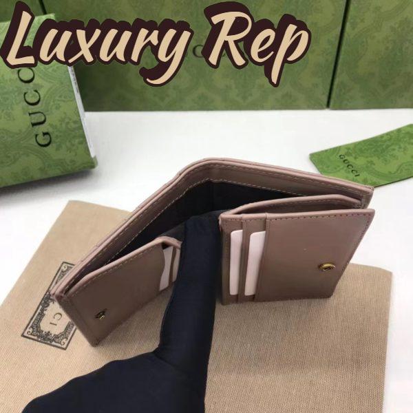Replica Gucci Unisex GG Marmont Matelassé Card Case Wallet Rose Beige Chevron Leather 6