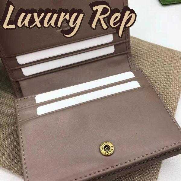 Replica Gucci Unisex GG Marmont Matelassé Card Case Wallet Rose Beige Chevron Leather 9