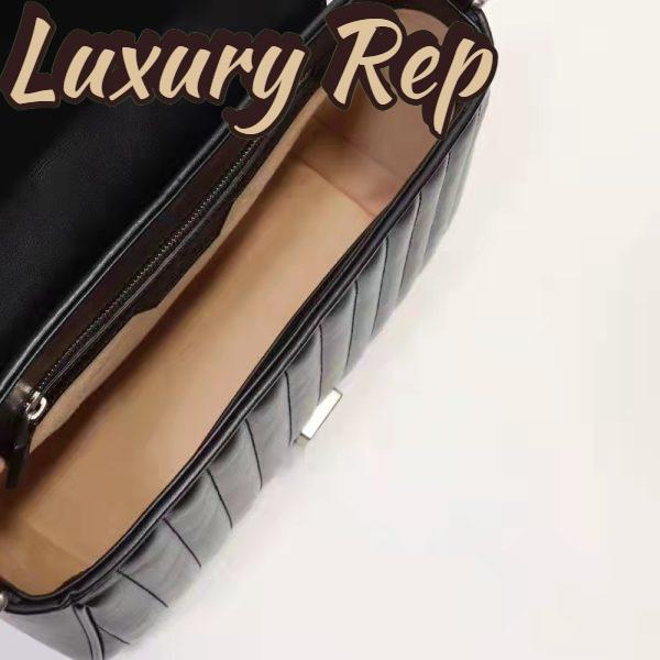 Replica Gucci Unisex GG Marmont Small Top Handle Bag Black Matelassé Leather Double G 9