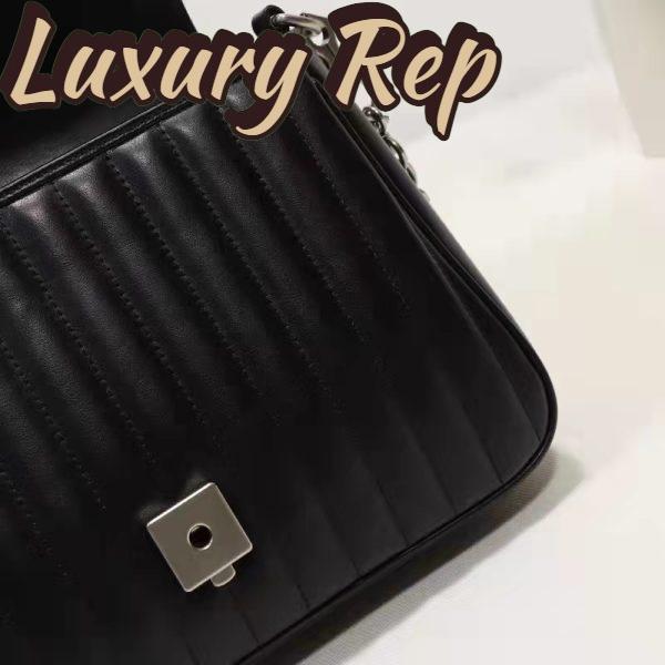 Replica Gucci Unisex GG Marmont Small Top Handle Bag Black Matelassé Leather Double G 10