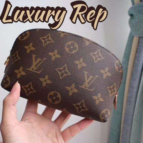 Replica Louis Vuitton LV Women Cosmetic Pouch in Monogram Canvas-Brown 9