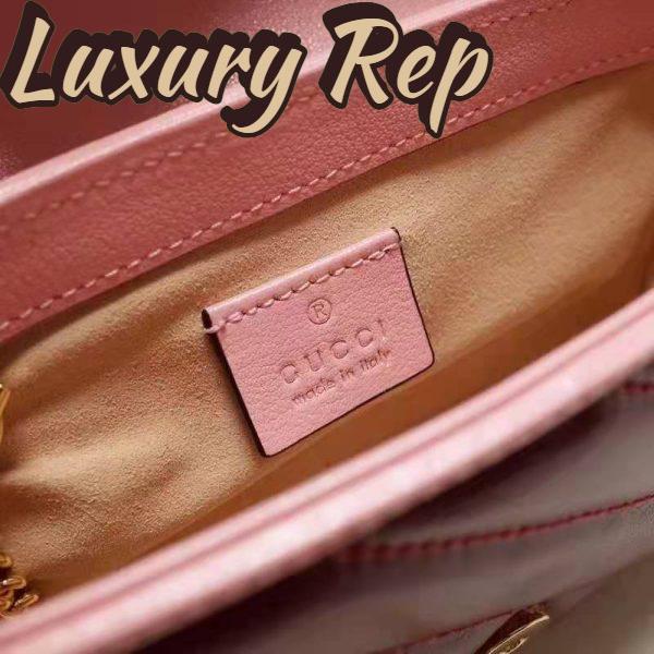 Replica Gucci Unisex GG Marmont Super Mini Bag Dark Red Diagonal Matelassé Leather 11
