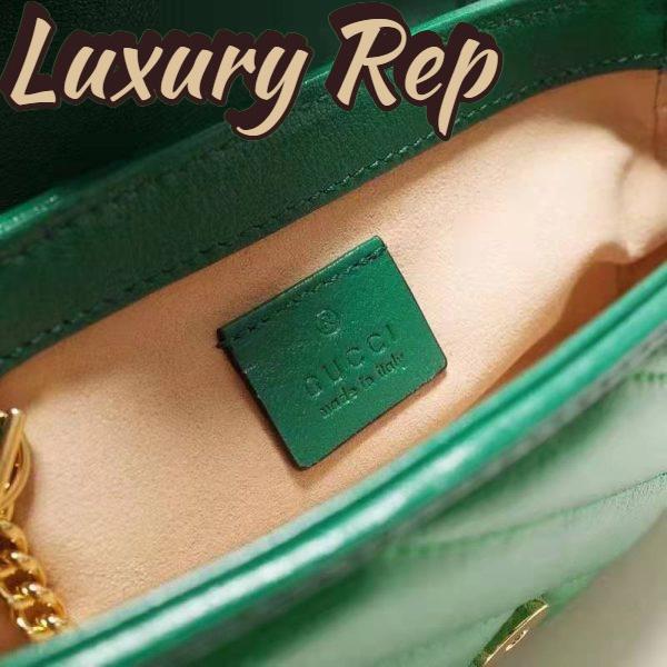 Replica Gucci Unisex GG Marmont Super Mini Bag Green Diagonal Matelassé Leather 10