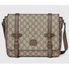 Replica Gucci Unisex GG Messenger Bag Beige Ebony GG Supreme Canvas Leather 17