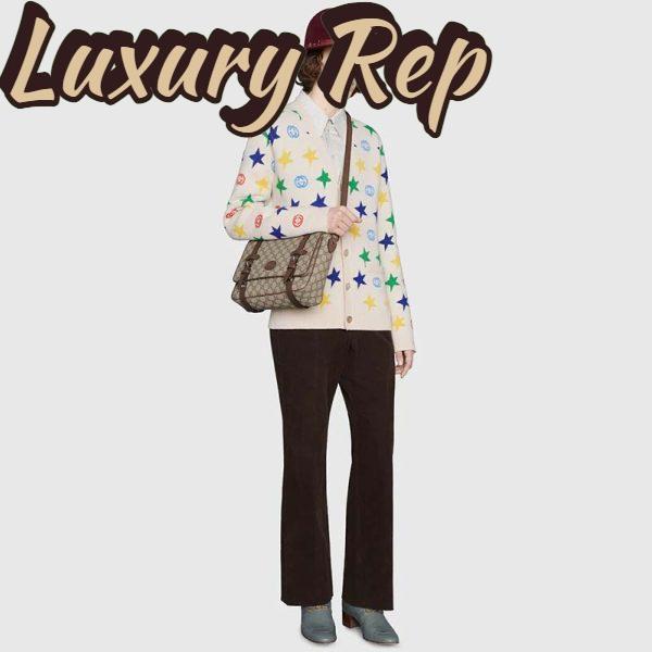 Replica Gucci Unisex GG Messenger Bag Beige Ebony GG Supreme Canvas Brown Leather 13