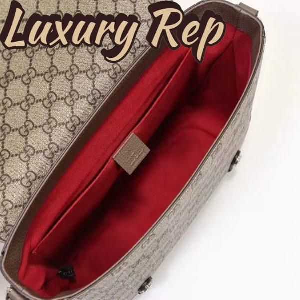 Replica Gucci Unisex GG Messenger Bag Beige Ebony GG Supreme Canvas Leather 8