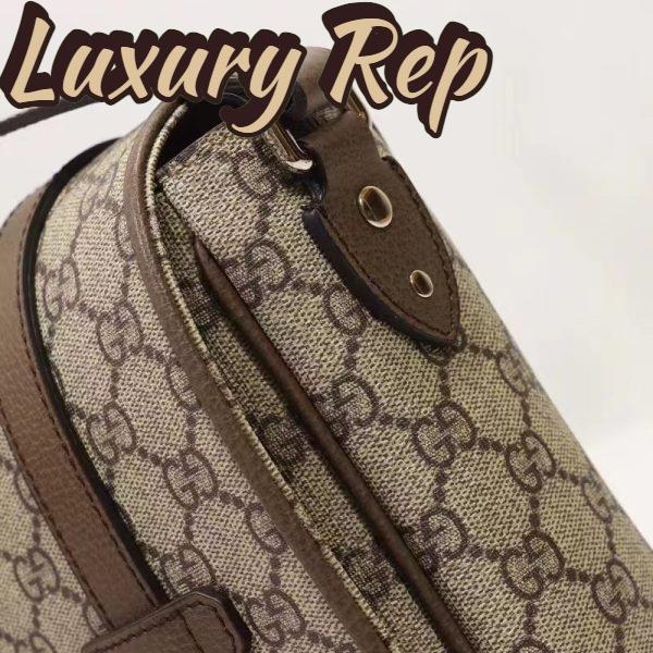 Replica Gucci Unisex GG Messenger Bag Beige Ebony GG Supreme Canvas Leather 9