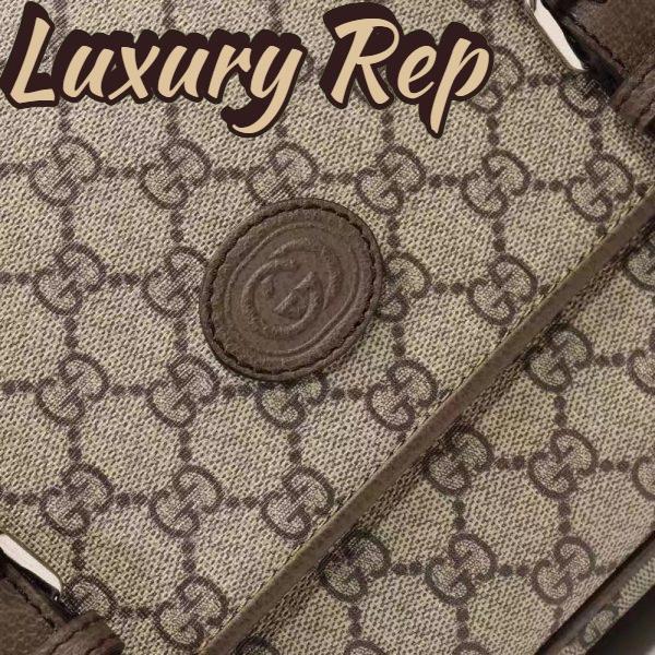 Replica Gucci Unisex GG Messenger Bag Beige Ebony GG Supreme Canvas Leather 10