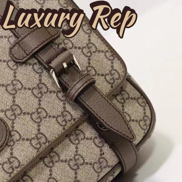 Replica Gucci Unisex GG Messenger Bag Beige Ebony GG Supreme Canvas Leather 11