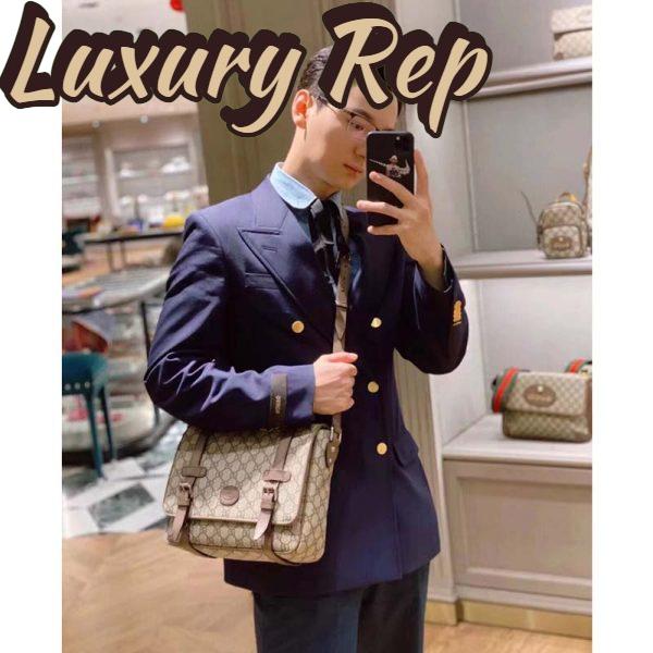 Replica Gucci Unisex GG Messenger Bag Beige Ebony GG Supreme Canvas Leather 13